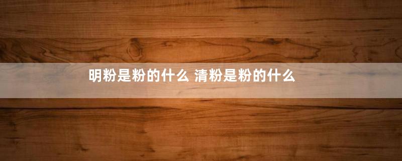 明粉是粉的什么 清粉是粉的什么